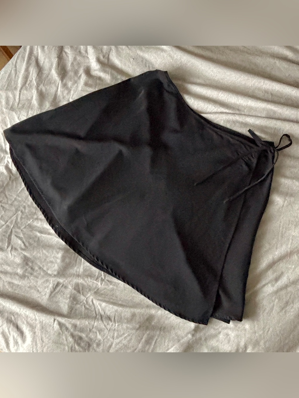 Dynamite Black Silk Wrap Mini Skirt